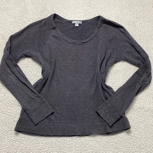 James Perse Standard Burnout Gray Long Sleeve Round Neck Sweater Size 2